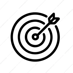 Simple Line Style Target with Arrow on Center Sign Shape Icon
