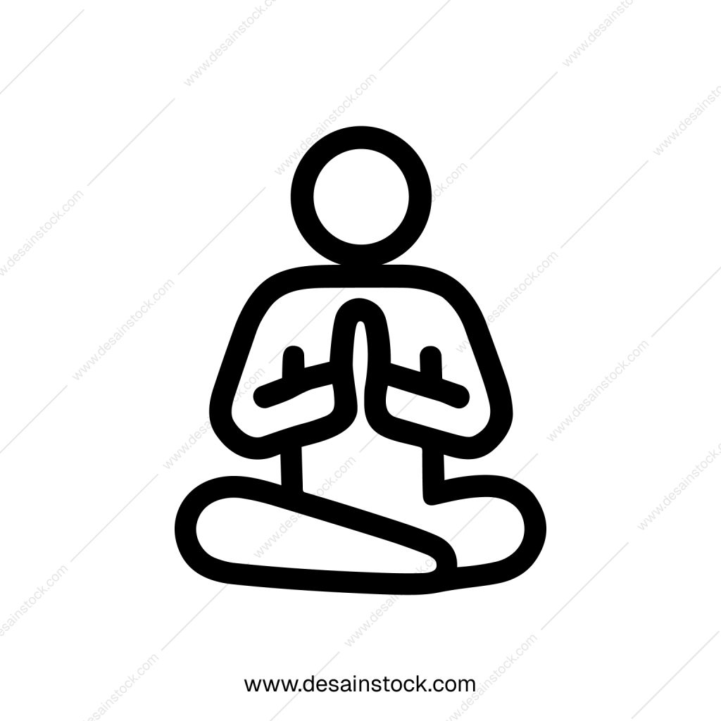 Simple Outline Yoga Meditation Pose Silhouette Icon Design Element
