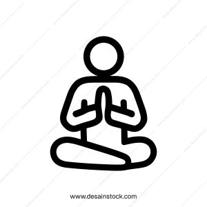 Simple Outline Yoga Meditation Pose Silhouette Icon Design Element
