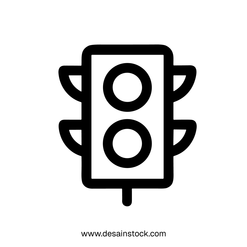 Simple Outline Traffic Light Signal Control Warning Sign Icon