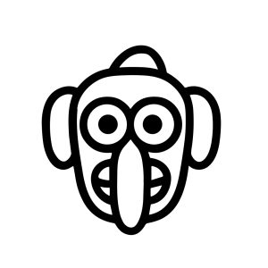 Minimalist Line Art Grotesque Character Face Mask Icon Illustration