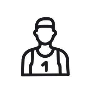 Minimalist Line Art Basketball Player Man Outline Stroke Icon