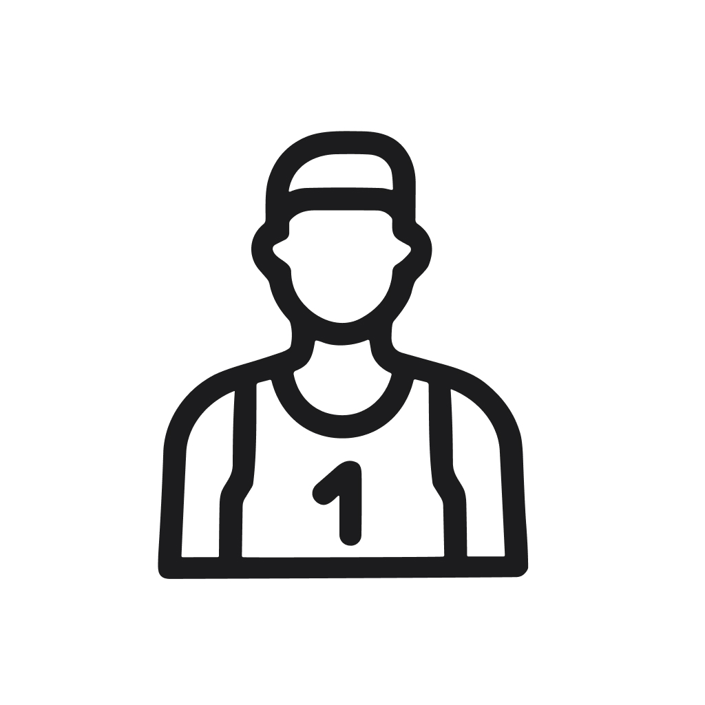 Minimalist Line Art Basketball Player Man Outline Stroke Icon