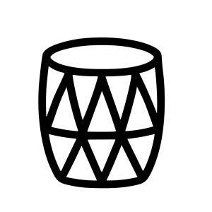 Simple Outline Musical Drum Instrument with Geometric Pattern Icon
