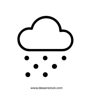 Simple Outline Cloud with Hail Rain Icon Sign Weather Element