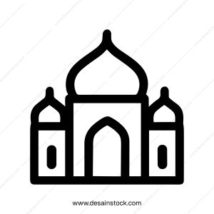 Simple Outline Mosque Building Religious Landmark Architecture Icon Symbol