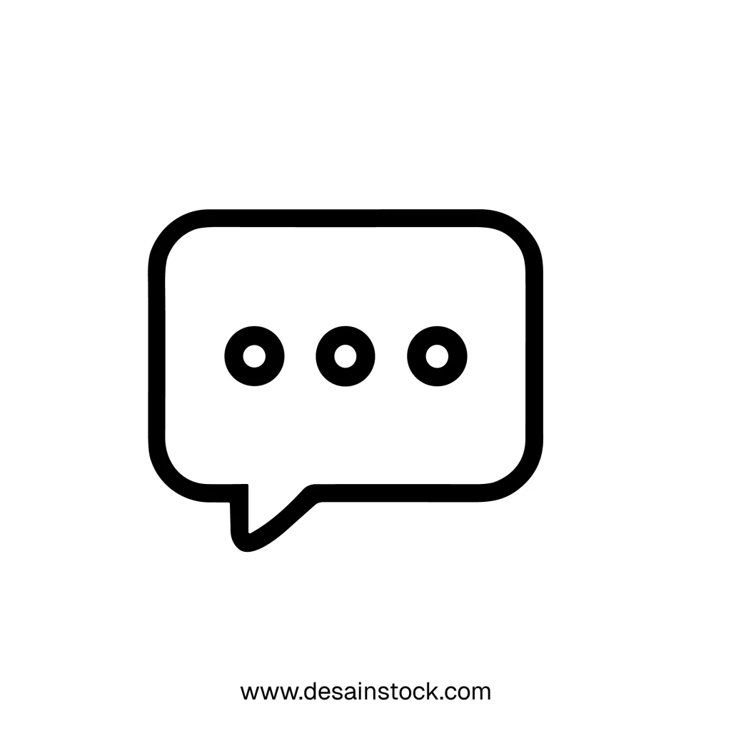 Minimalist Line Art Message Bubble with Dots Communication Icon Design
