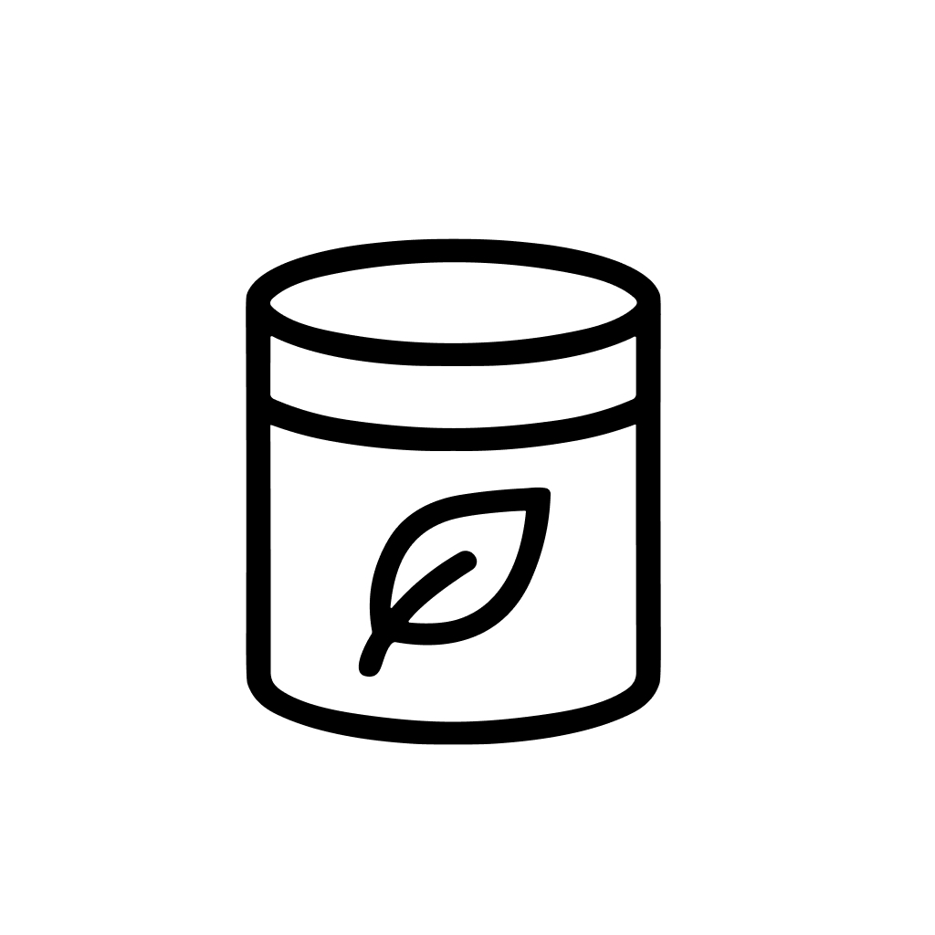 Simple Line Drawing Natural Skincare Jar with Leaf Icon Illustration