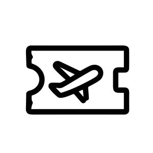Minimalist Outline Airplane Ticket Pass Travel Document Icon Symbol