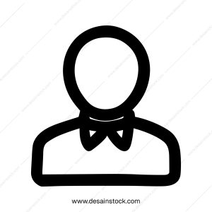 Simple Outline Man Silhouette Profile with Bow Tie Business Icon