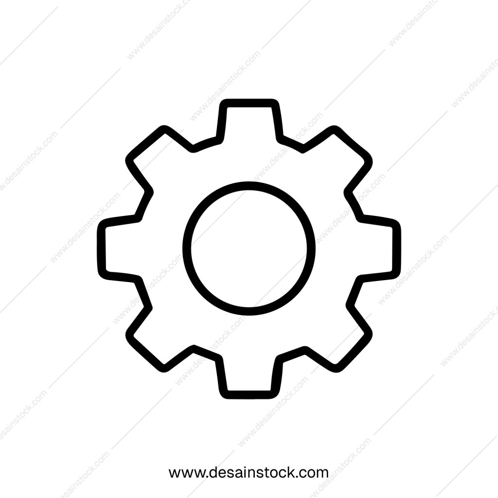 Simple Outline Gear Mechanical Machine Part Cog Icon Element Graphic