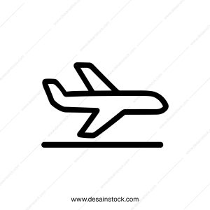 Minimalist Outline Airplane Taking off Symbol Icon Graphic Illustration