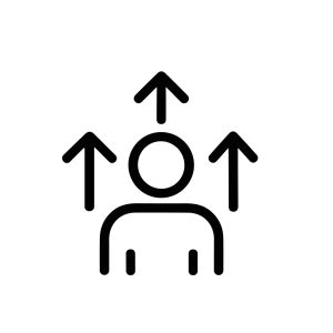 Minimalist Outline Person with Upward Arrows Leadership Growth Icon