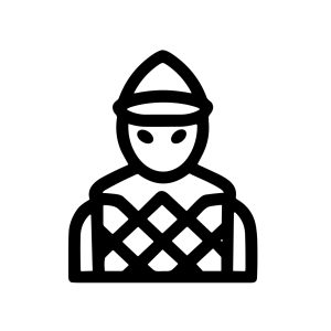 Simple Outline Minimalist Jester Character Symbol with Hat Icon Illustration