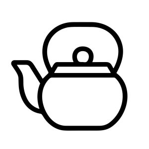 Simple Outline Teapot Kitchen Utensil Icon, Clean and Minimalistic Line Art