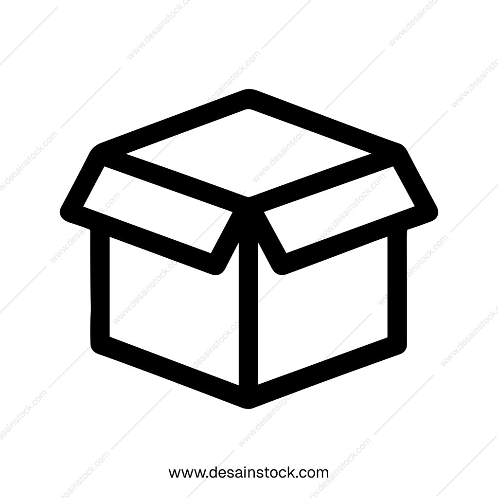 Simple Outline Empty Cardboard Box Icon for Delivery Packaging Element
