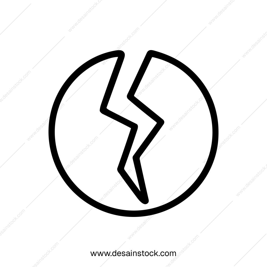 Simple Line Style Lightning Bolt Circle Minimalist Black and White Icon