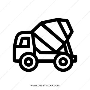 Bold Outline Concrete Mixer Truck Construction Vehicle Transport Icon