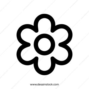 Simple Outline Flower Icon with Rounded Petals and Circular Center Design
