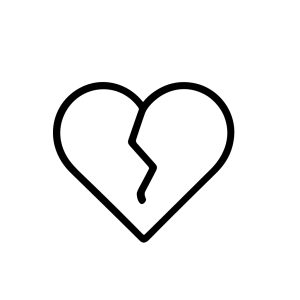 Minimalist Outline Broken Heart Illustration Symbol of Sadness and Loss