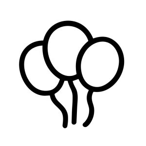 Simple Line Drawing Bunch of Party Balloon Celebration Element Icon