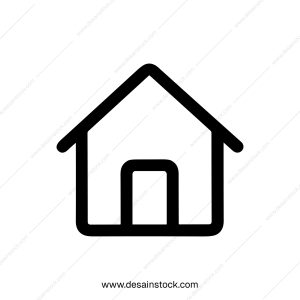 Simple Line Art Home Shape Icon, Doorway Symbol Illustration