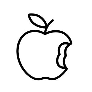 Minimalist Outline Bitten Apple Fruit Healthy Nutrition Food Icon