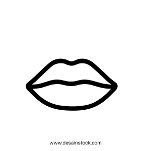 Simple Line Art Lips Outline Mouth Beauty Fashion Female Icon