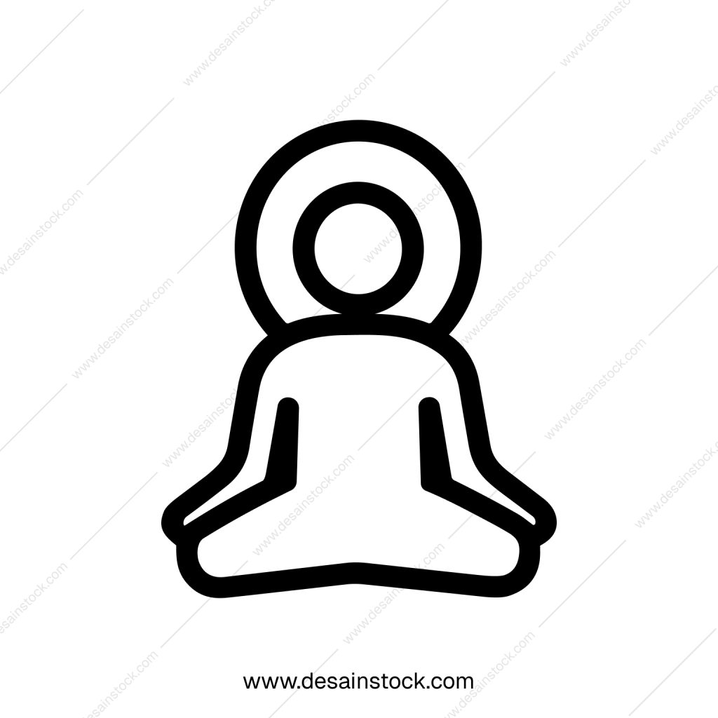 Simple Outline Yoga Meditation Pose Line Art Icon Illustration