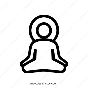 Simple Outline Yoga Meditation Pose Line Art Icon Illustration