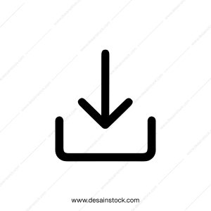 Simple Line Art Download Arrow Icon in Black and White Graphic