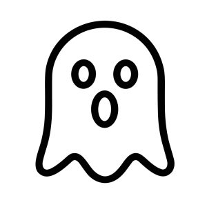 Minimalist Outline Ghost Apparition Spooky Character Frightening Silhouette Icon