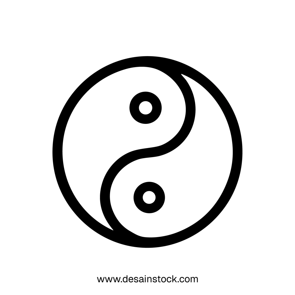 Simple Black Line Style Yin Yang Balance Harmony Symbol Icon