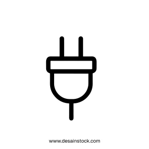 Minimalist Outline Style Electric Plug Connector Wire Device Icon