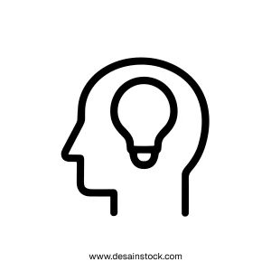 Simple Outline Light Bulb Inside Head Thinking Idea Icon