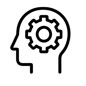 Minimalist Line Head with Gear Brain Idea Innovation Creative Icon