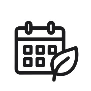 Minimalist Outline Style Calendar Date With Leaf Ecology Symbol Icon