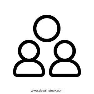 Simple Outline Community Members Group Icon Illustration for Social Media