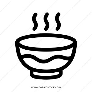 Simple Line Drawing Hot Bowl of Soup with Steam Icon