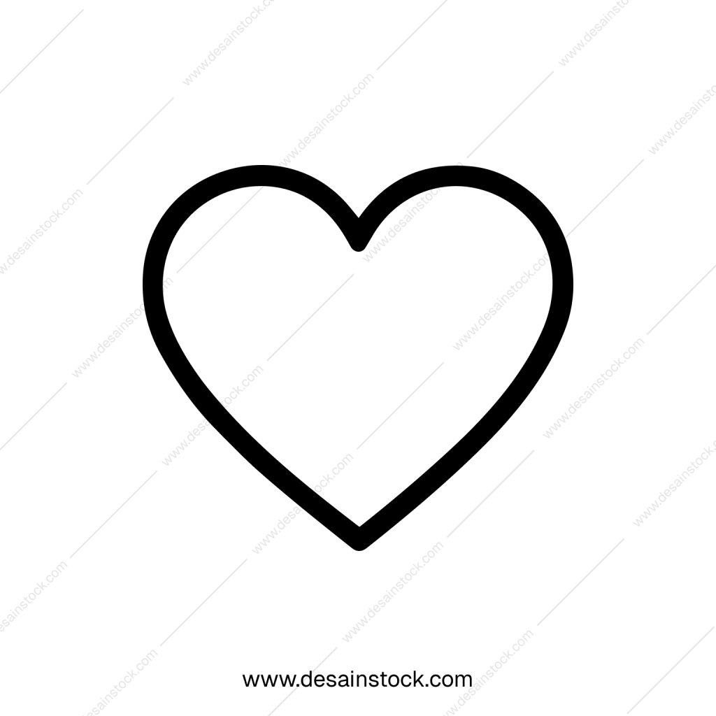 Simple Outline Heart Shape Sign Symbol Icon Design Element