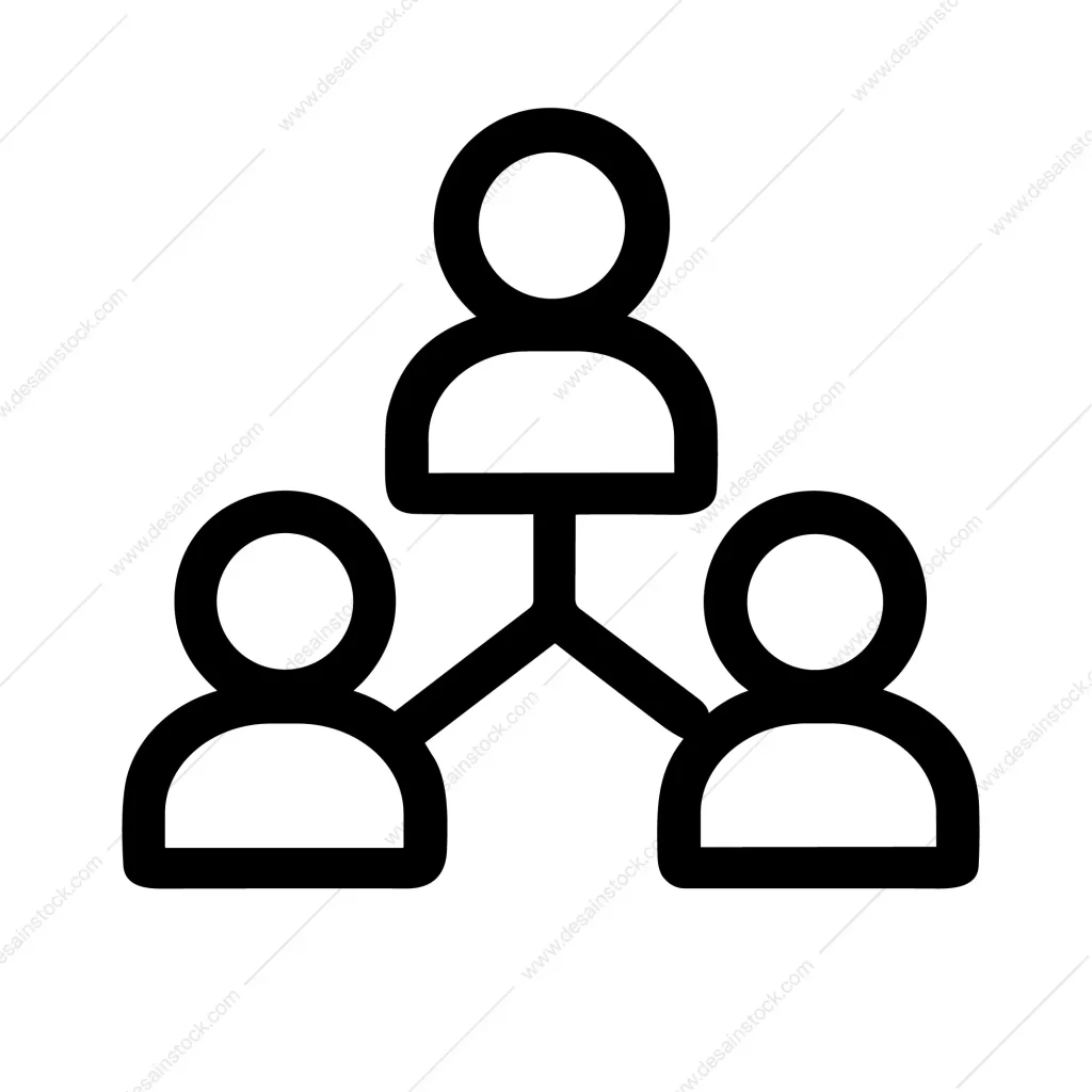 Simple Outline Connection People Network Icon for Business and Organization Chart