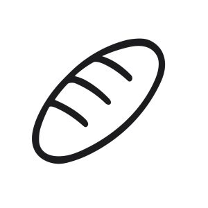 Minimalist Line Art Bread Loaf Isolated Simple Bakery Food Icon