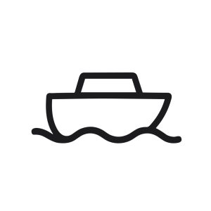 Simple Line Drawing Boat on Water Transport Icon Symbol