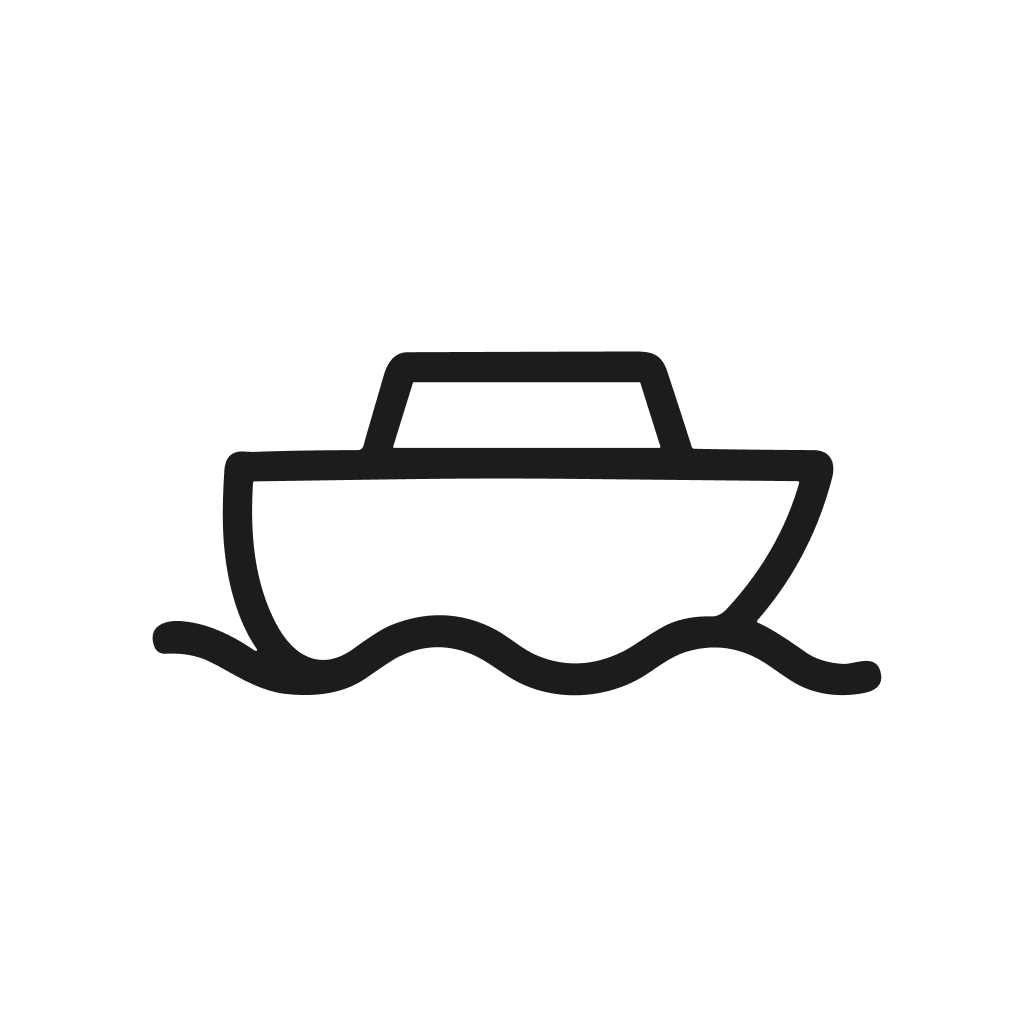 Simple Line Drawing Boat on Water Transport Icon Symbol