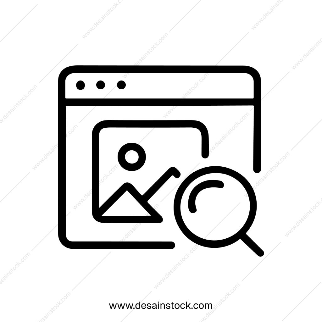Simple Outline Website Image Search Icon Illustration Graphic Element