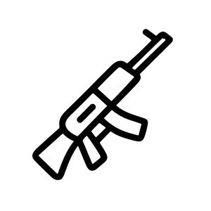 Simple Outline Machine Gun Kalashnikov Assault Rifle Black Icon Symbol