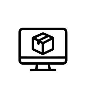 Simple Outline Computer Screen Box Parcel Delivery Online Icon Illustration