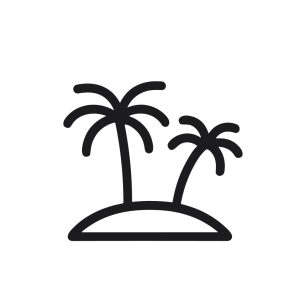 Simple Outline Tropical Palm Tree Island Summer Holiday Icon Illustration
