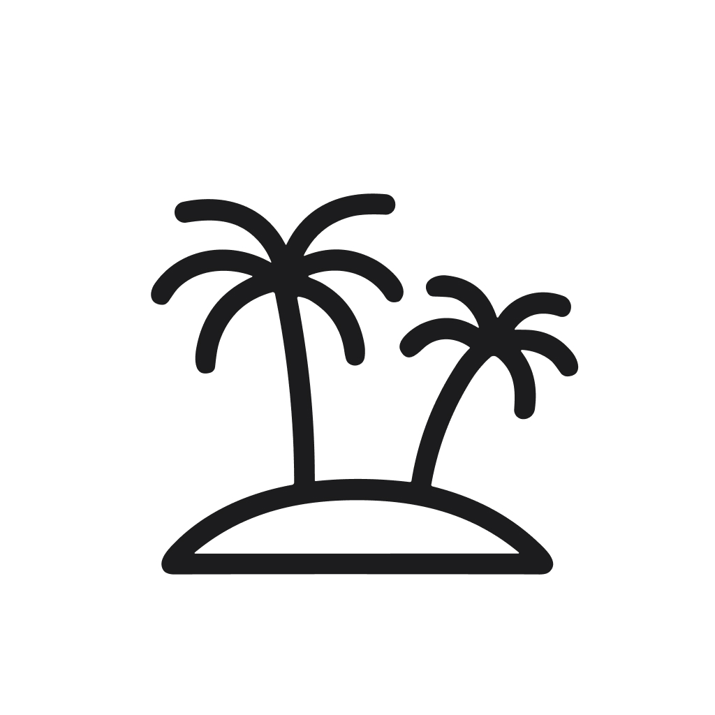 Simple Outline Tropical Palm Tree Island Summer Holiday Icon Illustration