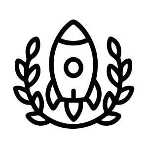 Line Drawing Laurel Rocket Icon Badge Design Element Illustration